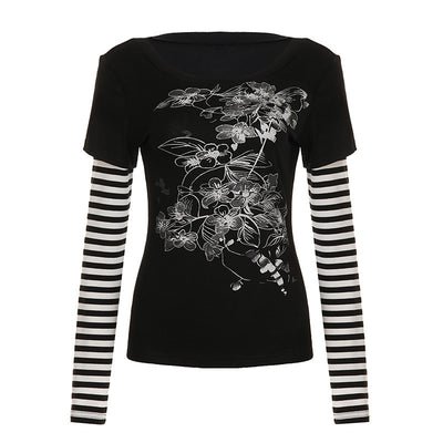 Blusa Casual de Rayas con Efecto Dos Piezas y Manga Larga - Image 6