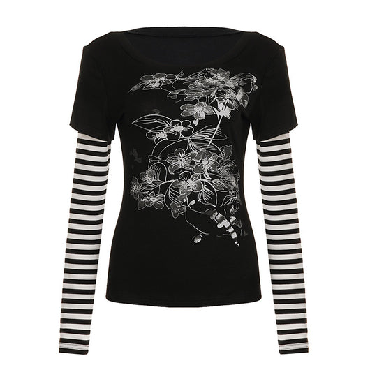 Blusa Casual de Rayas con Efecto Dos Piezas y Manga Larga - Image 6
