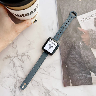 Correa de Cuero Barbour para Apple Watch 7 - Modelo Delgado de Doble Pasador - Image 10