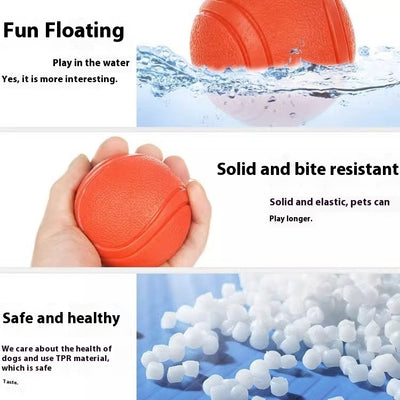 Orange rubber pet toy ball with textured surface and grooved lines, 5cm diameter, suitable for small dogs. - Image 4