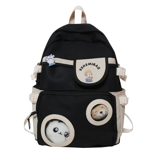 Mochila Escolar Harajuku Coreana Negra para Adolescentes - Image 3