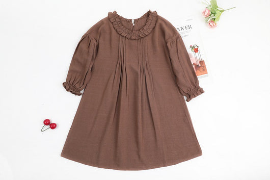 Vestido Infantil de Lino con Encaje y Mangas Largas - Image 22