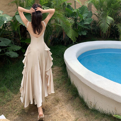Vestido Sirena de Seda Satinada Verde para Mujer - Image 4