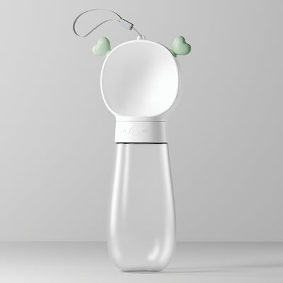 Yellow and clear portable pet water bottle with integrated drinking bowl and separate food container for walking dogs. - Image 16