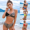 Bikini Colorblock con Estampado Leopardo y Corte Asimétrico