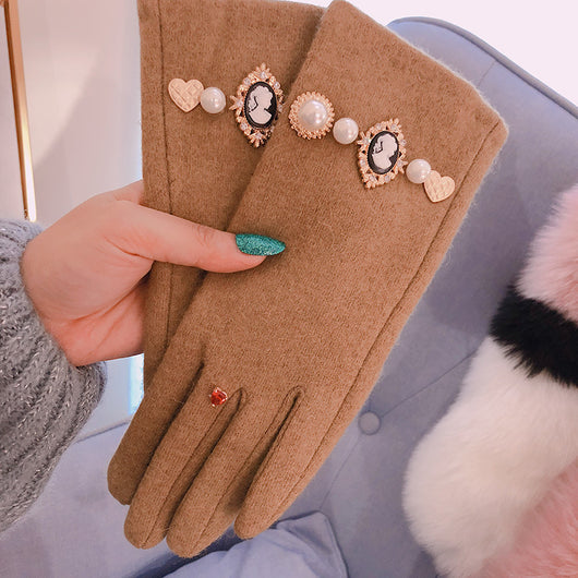 Guantes de Perla con Retrato Antiguo para Mujer - Image 4