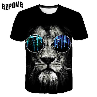 Playera Hombre Estampado 3D Gato Casual Manga Corta - Image 4