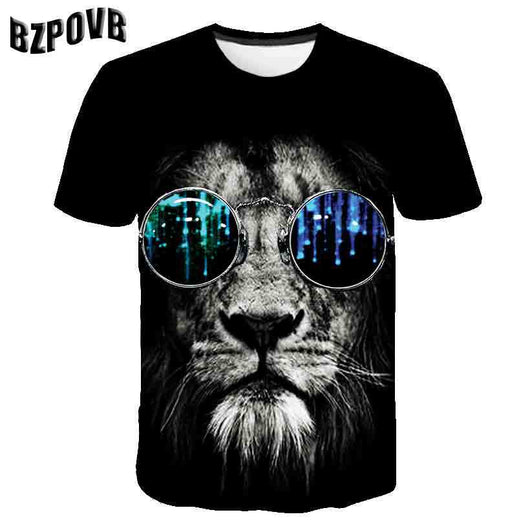 Playera Hombre Estampado 3D Gato Casual Manga Corta - Image 4