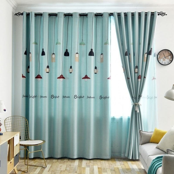 Brown thickened shading curtain with an electric carving floral texture, partially drawn in a bedroom setting.