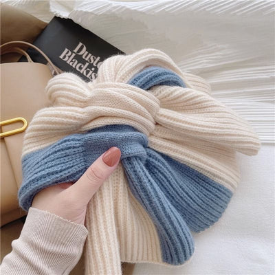 Bufanda Tejida Bicolor para Mujer - Cálida y Versátil para Otoño e Invierno - Image 8