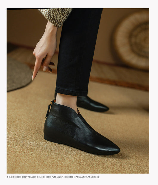 Botines Retro de Cuero con Tacón Bajo y Cierre Trasero - Image 17