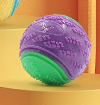 Orange and blue two-tone pet toy ball with textured surfaces for dog molar cleaning and training. - Image 8