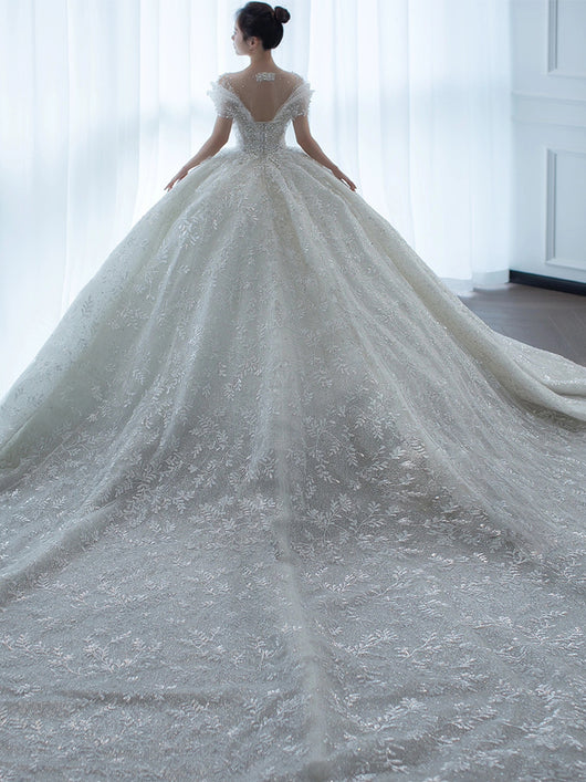 Vestido de Novia Francés Hombros Descubiertos - Image 12