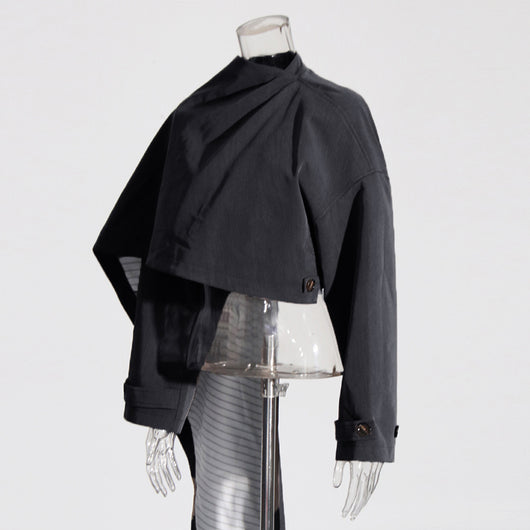Blazer Ejecutivo con Capa y Cuello Alto para Mujer - Image 3