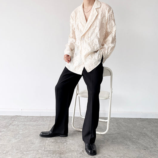 Camisa Unisex Jacquard Bordada en Tono Albaricoque - Image 12