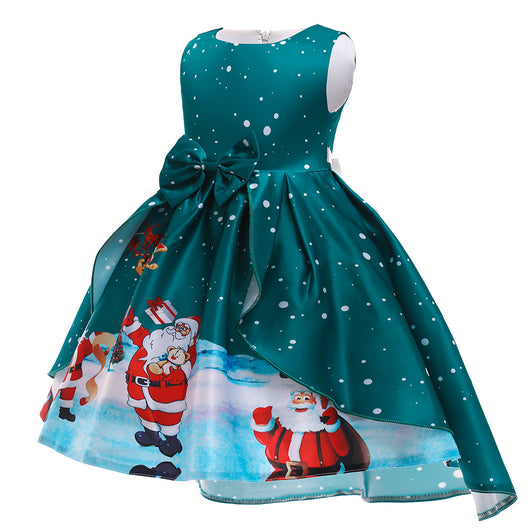Vestido Navideño Princesa Santa Claus con Copos de Nieve para Niña - Image 16