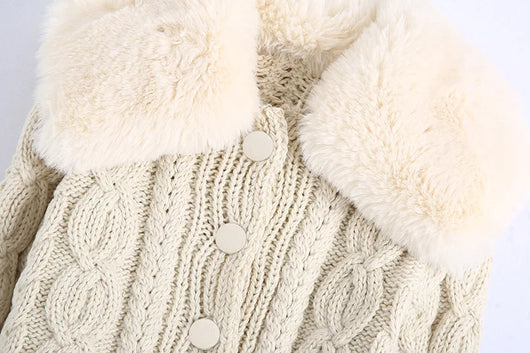 Cardigan Tejido Suave con Cuello de Pelaje - Chaqueta Acogedora - Image 9