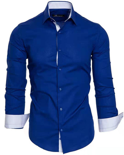 Camisa Casual de Manga Larga con Contraste de Colores para Hombre - Image 4