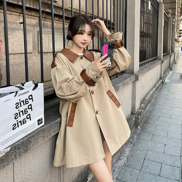 Abrigo Trench Caqui Minimalista para Mujer - Diseño Premium Primavera Otoño