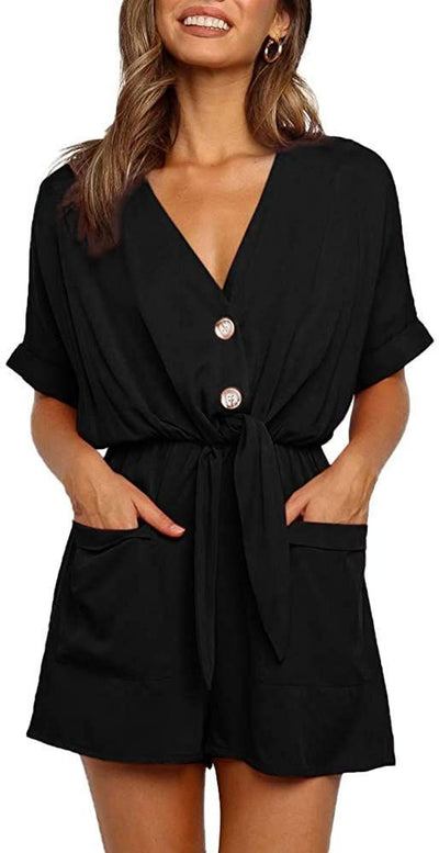 Jumpsuit Suelto de Cuello en V con Cordones para Mujer - Image 8