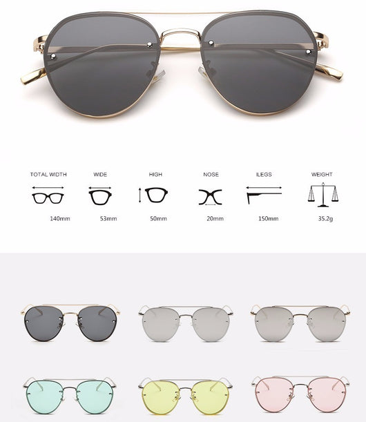 Pilot sunglasses for ladies with silver metal frames and light green gradient lenses, shown on a white background. - Image 8