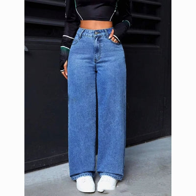 Jeans Rectos de Cintura Alta Estilo Dulce y Picante para Mujer - Image 2