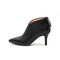 Tacones Altos Retro V-Mount de Cuero Completo para Mujer con Cierre Posterior