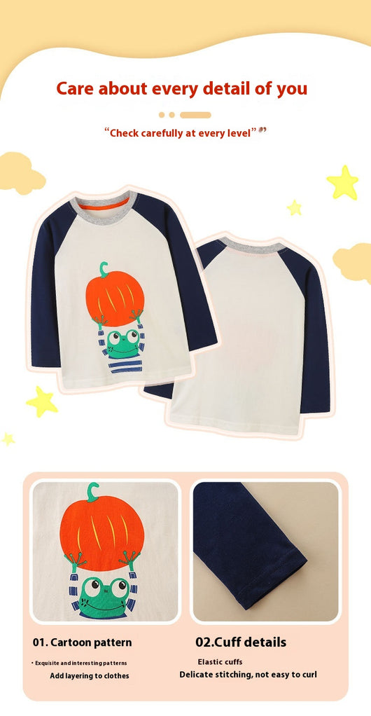 Playera Cuello Redondo Estampado Calabaza Halloween Otoño Europeo Americano - Image 8