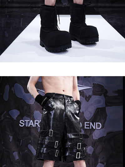 Pantalones Cortos de Cuero PU con Detalle de Anillo - Estilo Casual - Image 14