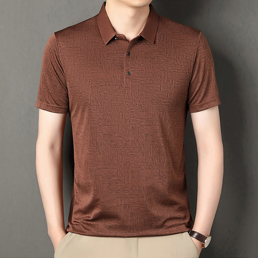 Camiseta Fresca de Seda de Hielo con Estampado Moderno para Hombre - Image 4