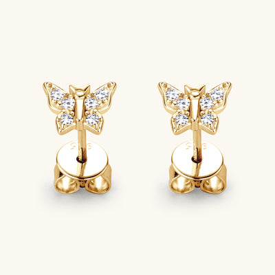 Aretes de Mariposa Moissanita Coreanos en Plata de Ley S925 - Image 3
