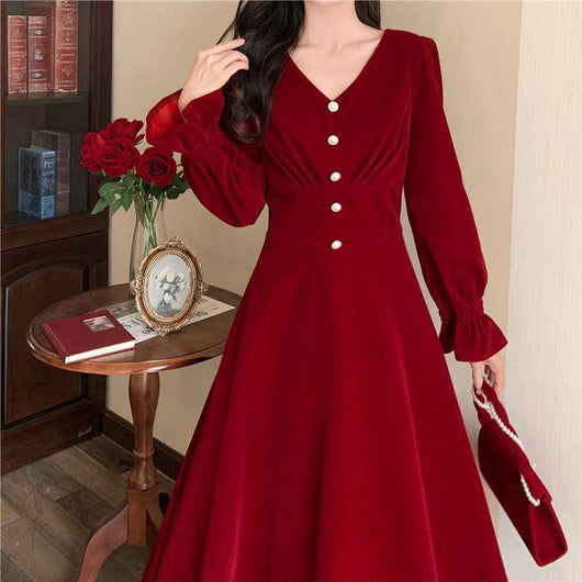 Vestido de Terciopelo Liso para Mujer - Elegancia y Comodidad - Image 12