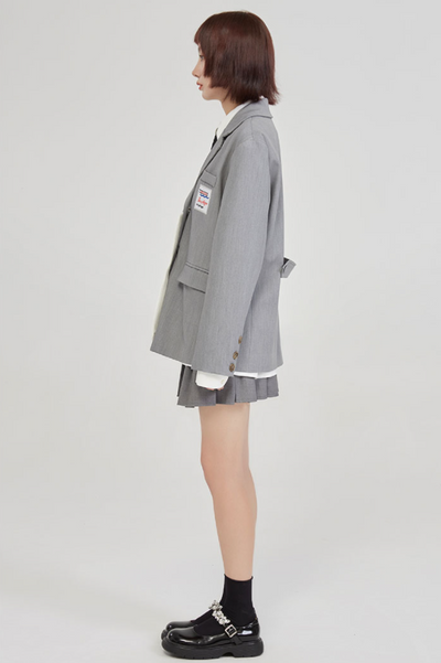 Blazer Gris Universitario para Mujer con Detalles de Contraste - Diseño Casual Sofisticado - Image 10