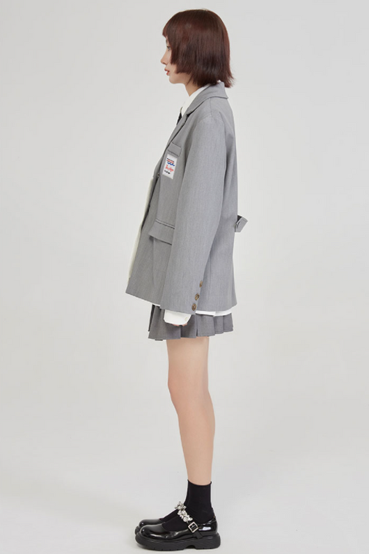 Blazer Gris Universitario para Mujer con Detalles de Contraste - Diseño Casual Sofisticado - Image 10