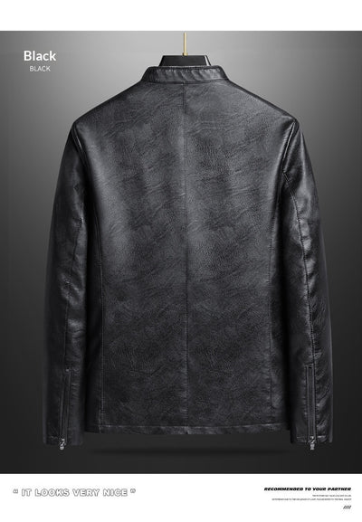 Chaqueta de Cuero PU Ajustada para Hombre con Cuello Alzado Estilo Motociclista - Image 15