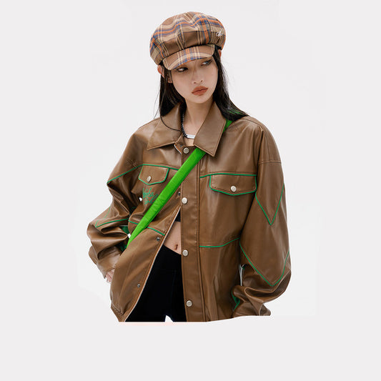 Chaqueta Oversized para Mujer con Contraste de Colores - Versátil y Moderna