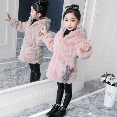 Abrigo Infantil Niña Invierno Estilo Coreano Piel Sintética Acolchado Cálido - Image 4