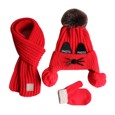 Conjunto Gorro, Bufanda y Guantes de Lana para Niños - Diseño Gato Adorable - Image 5
