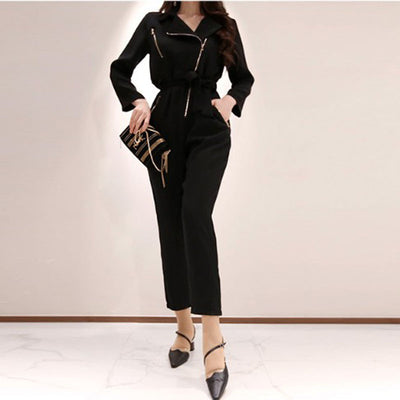 Jumpsuit Retro de Cintura Alta con Cuello Temperamento - Diseño Holgado y Casual - Image 10