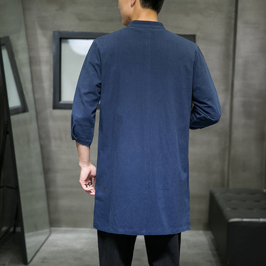 Camisa Hombre Manga Tres Cuartos en Algodón y Lino - Image 5
