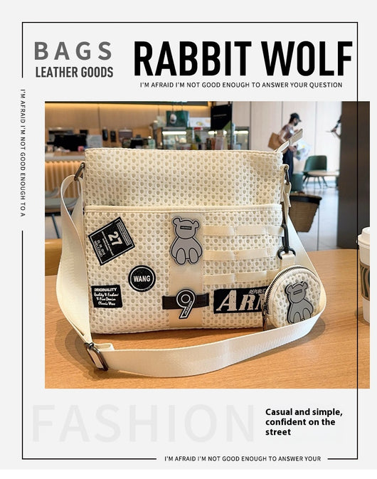 Bolsa Crossbody de Malla con Parches de Gran Capacidad - Image 6