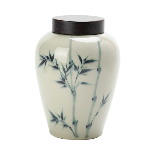 Frasco de Té Grande de Bambú Pintado a Mano con Detalles en Gris y Madera - Image 5