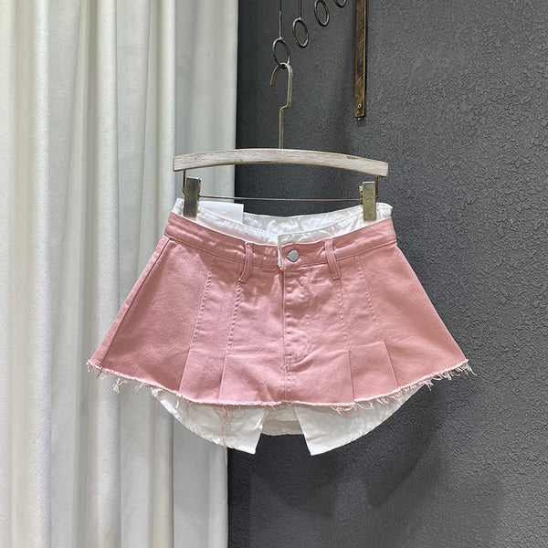 Falda A-Line Patchwork Irregular con Doble Efecto - Image 6