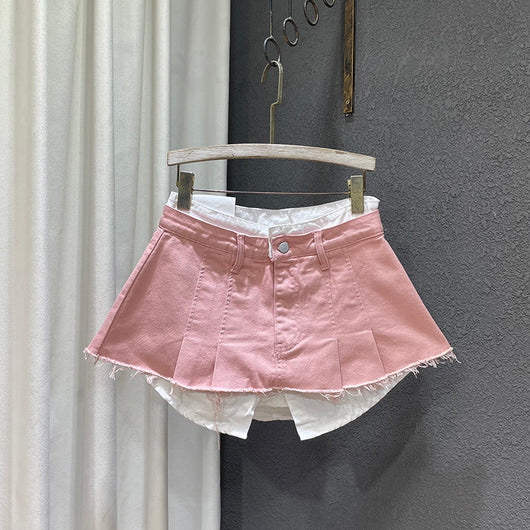 Falda A-Line Patchwork Irregular con Doble Efecto - Image 6
