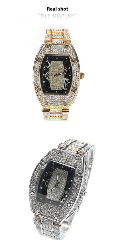 Reloj de Cuarzo Hip Hop Diseño Minimalista con Diamantes a Juego - Image 24
