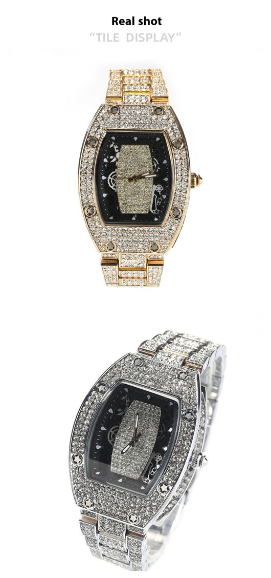 Reloj de Cuarzo Hip Hop Diseño Minimalista con Diamantes a Juego - Image 24
