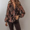 Blusa Floral de Chifón con Escote en V y Mangas Largas para Mujer