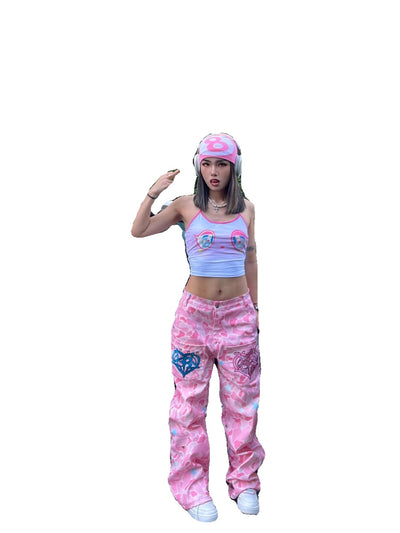 Pantalones Vaqueros Anchos Estampado Camuflaje Retro para Mujer - Image 4