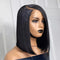 Peluca Sintética Frontal de Encaje Negro Cabello Liso Corto para Mujer