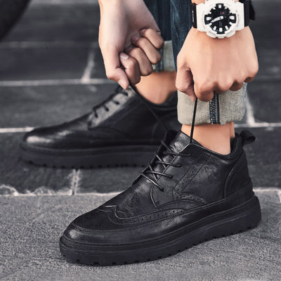 Zapatos de Cuero Premium Estilo Británico para Hombre - Botines Altos Versátiles - Image 15